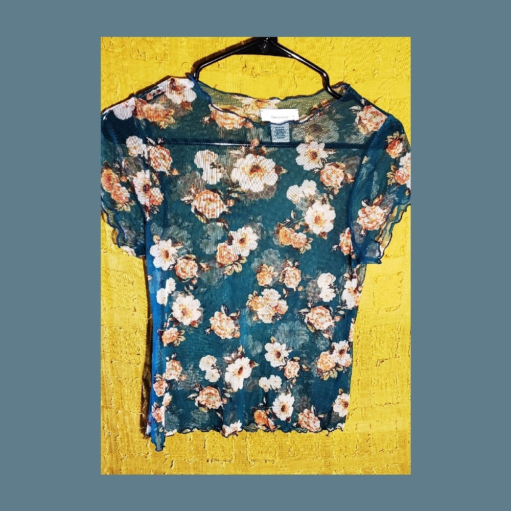 Floral mesh top